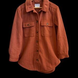 Old Navy Wool-Blend Shacket Rust Orange Midweight Flap Pockets Layering Western